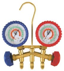 J/B M2-22325 M2 STANDARD 2-VALVE BRASS MANIFOLD, 3-1/8" ILLUMINATING GAUGE, R427A, R422B, R407A, WITHOUT HOSES